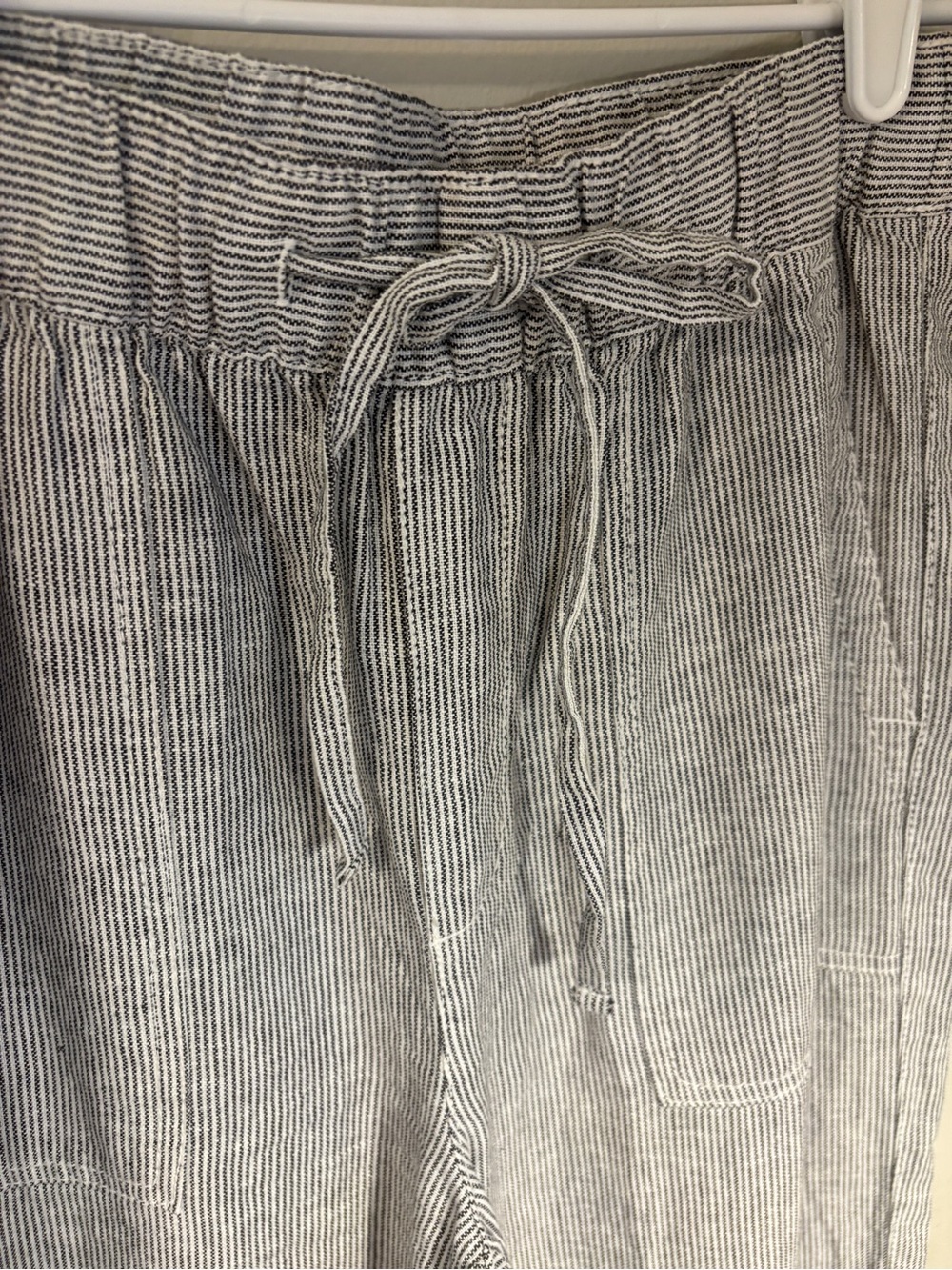 GAP Linen Blend Drawstring Pants XS Black White Stripe Lightweight PullOn Casual - Picture 4 of 11